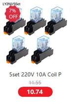 1pcs General Purpose LY2NJ HH62P Electronic Micro Electromagnetic Relay LED Lamp 10A 8 Pins Coil DPDT DC12V 24V AC110V 220V