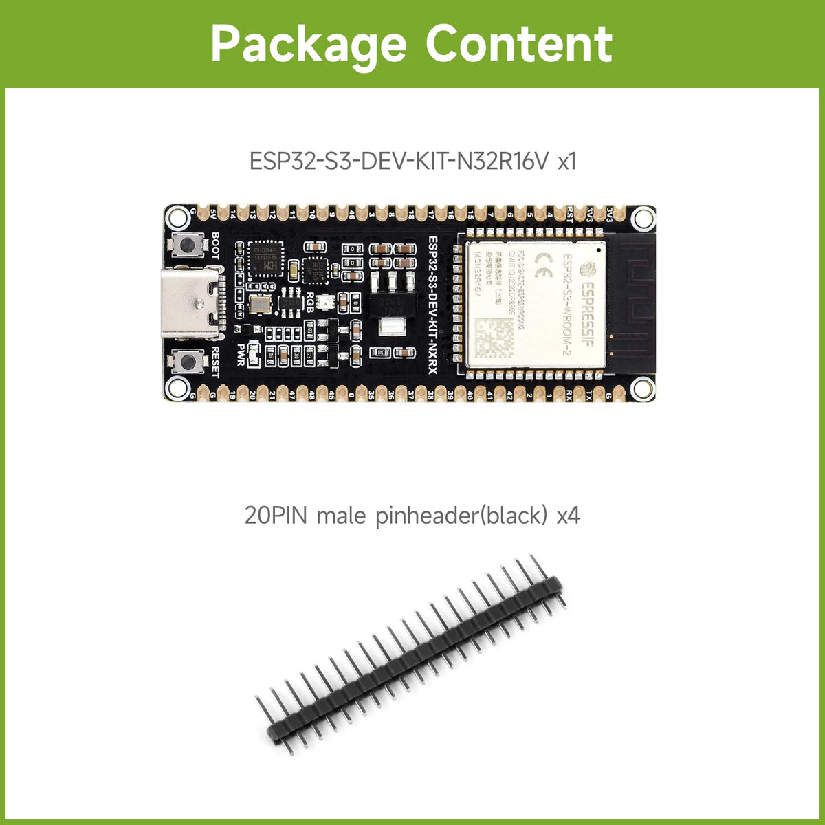 Waveshare ESP32-S3 Microcontroller, 2.4GHz Wi-Fi Development Board, 240MHz Dual Core Processor, ESP32-S3-WROOM-1-N8R8 Module