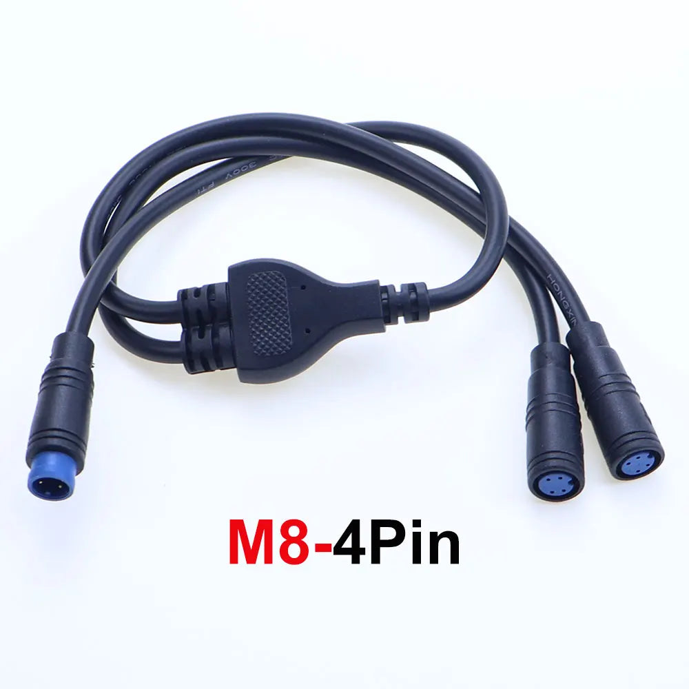M6 M8 1 Male To 2 Female 2/3/4/5/6 Pin Ebike Splitter Sensor Connector Plug Electric Bicycle Butt Waterproof Cable Joint 40CM