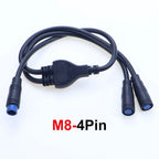 M6 M8 1 Male To 2 Female 2/3/4/5/6 Pin Ebike Splitter Sensor Connector Plug Electric Bicycle Butt Waterproof Cable Joint 40CM