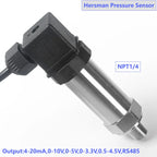 NPT1/4 Pressure Transmitter Sensor 0-100psi 1000Psi to 4-20mA 0-10V Pressure Transducer Hydraulic 0-10V 0.5-4.5V DC5V 24V Power