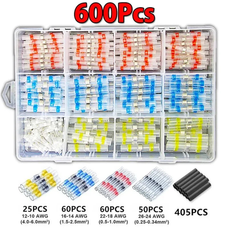 Heat Shrink Butt Connectors Waterproof Solder Seal Insulated Ring Wire Terminal Electrical Cable Splice Auto Marine Wiring Repai