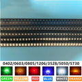 0402 0603 0805 1206 3528 5050 5730 3020 3014 4014 SMD LED Red Yellow Green White Blue Orange light emitting diode 100pcs/lot