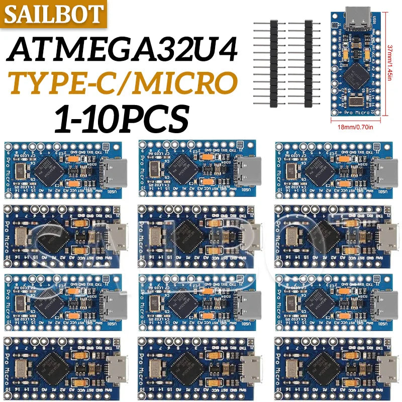 10-1PCS Pro Micro ATmega32U4 5V 16MHz Original Chip Replace ATmega328 For Arduino Pro Mini For Leonardo UNO R3