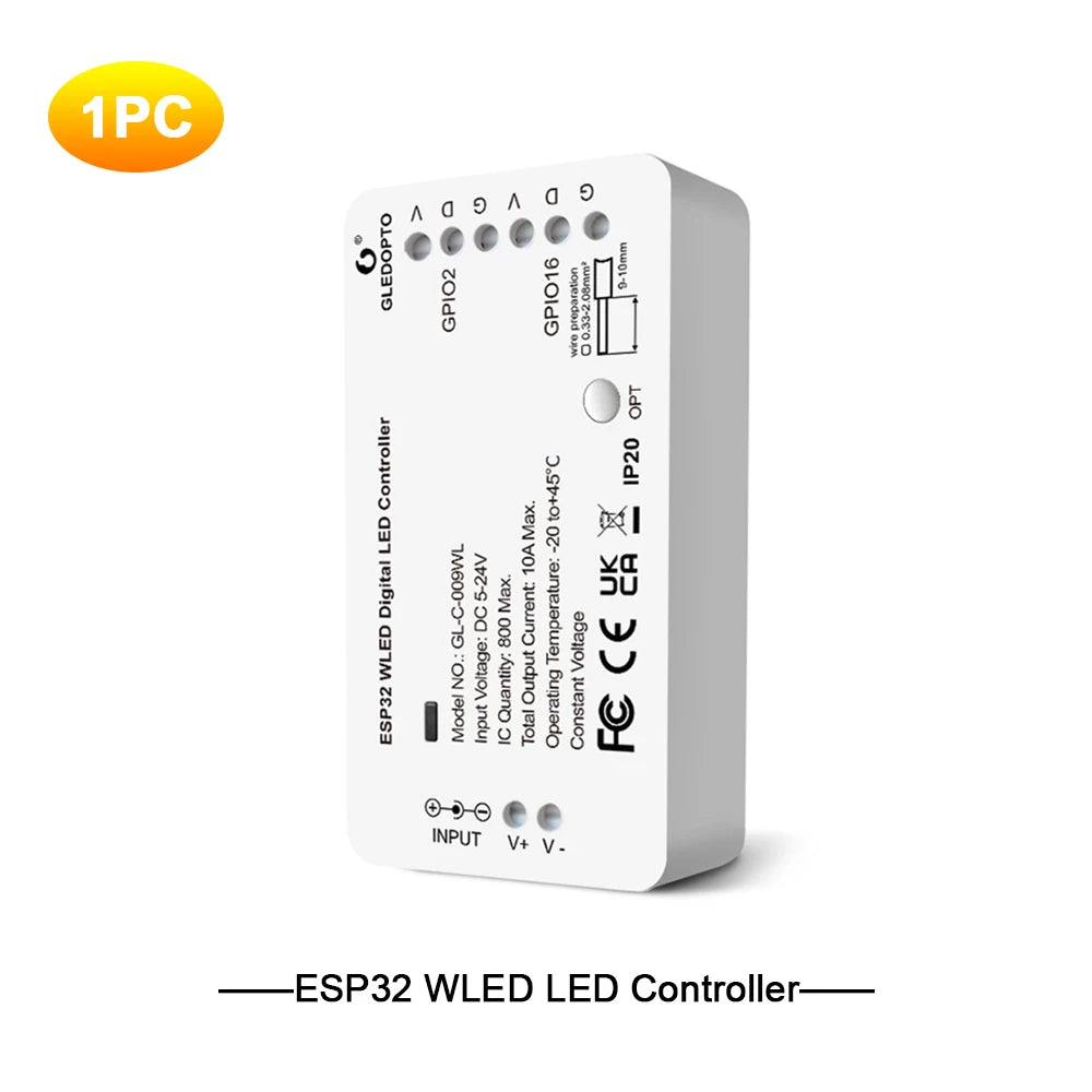 GLEDOPTO ESP32 WLED LED Controller DC5-24V DIY Dynamic Lighting Mode WS2811 WS2812b SK6812 TM1814 WS2813 WS2815 LED Strip Lights