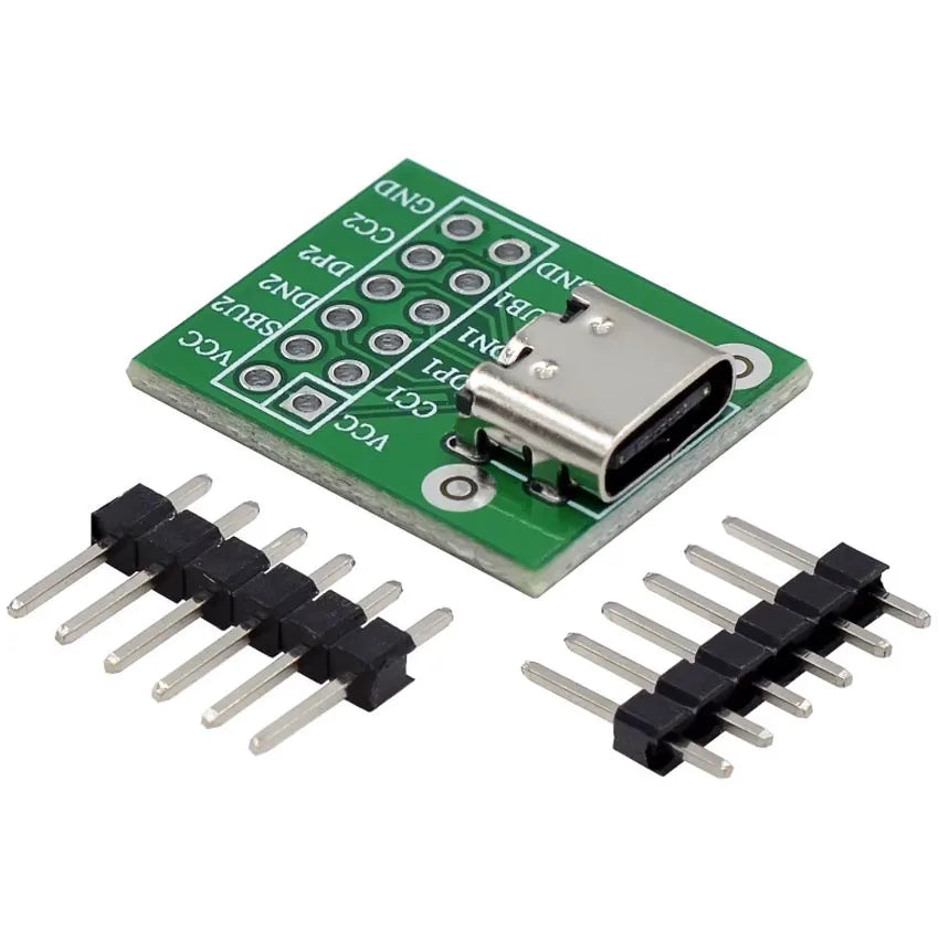 USB TYPE-C Adapter Board 2.54MM CC1 CC2 5.1K Pull Down Resistor Connection by Minwu Electronics