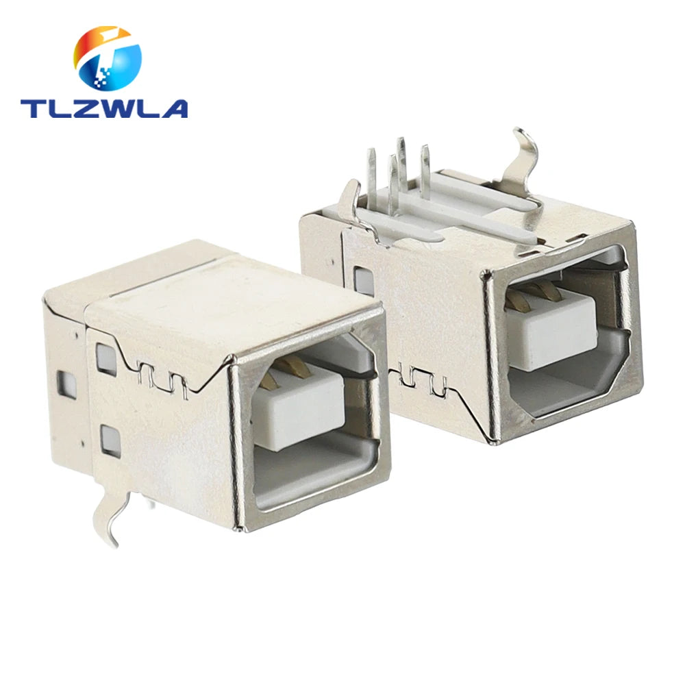 10Pcs Square USB Socket Usb B Type Female 90 Degree PCB Welding Parent Connector For Printer Data