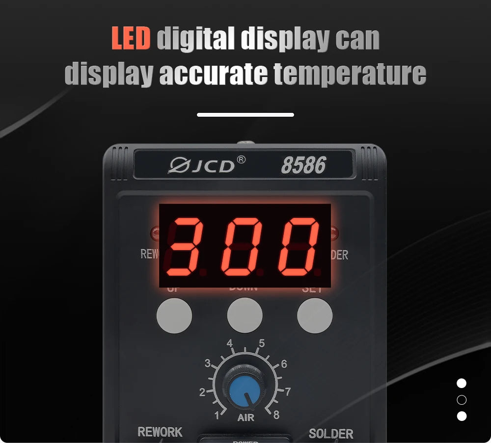 JCD 750W Soldering Station 8586 LCD Digital Display SMD Rework Hot Air Gun Soldering Iron 220V 110V ESD Welding Repair Tools
