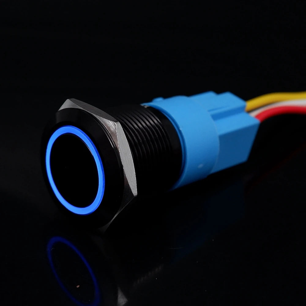 12/16/19/22mm Push Button Switch Oxidized Black Momentary Latching Fixed On Off Power Switch with wire LED Light 5V 12V 24V 220V