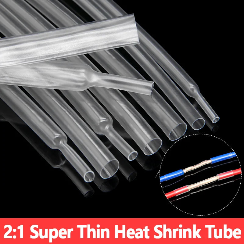 3-10M Super Thin Clear Heat Shrink Tube 2:1 1-20mm Flexible Transparent Earphone Sleeve Wire Wrap Sheath Insulation Protector