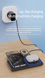3 in 1 Wireless Charger Stand Foldable 30W LED Fast Charging Station For iPhone 16 15 14 13 12 Apple Watch 9 8 7 6 5 Airpods Pro