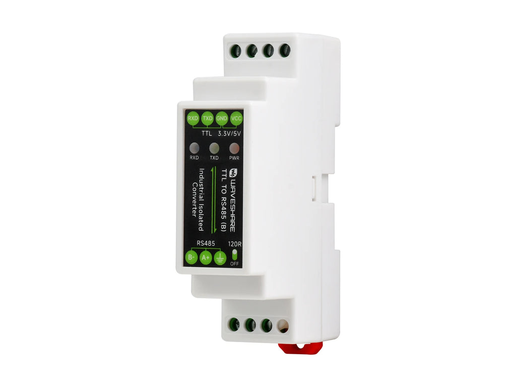 Waveshare Rail-mount TTL To RS485 Galvanic Isolated Converter, 600W Lightningproof & Anti-Surge, Multi-Isolation Protection