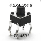 50PCS 4.5X4.5MM 4Pin DIP H=3.5/3.8/4.0/4.3~12mm 12V Tiny Button Tact Switch 260GF Momentary Tactical Push Button Parts Repair