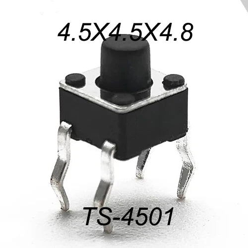 50PCS 4.5X4.5MM 4Pin DIP H=3.5/3.8/4.0/4.3~12mm 12V Tiny Button Tact Switch 260GF Momentary Tactical Push Button Parts Repair