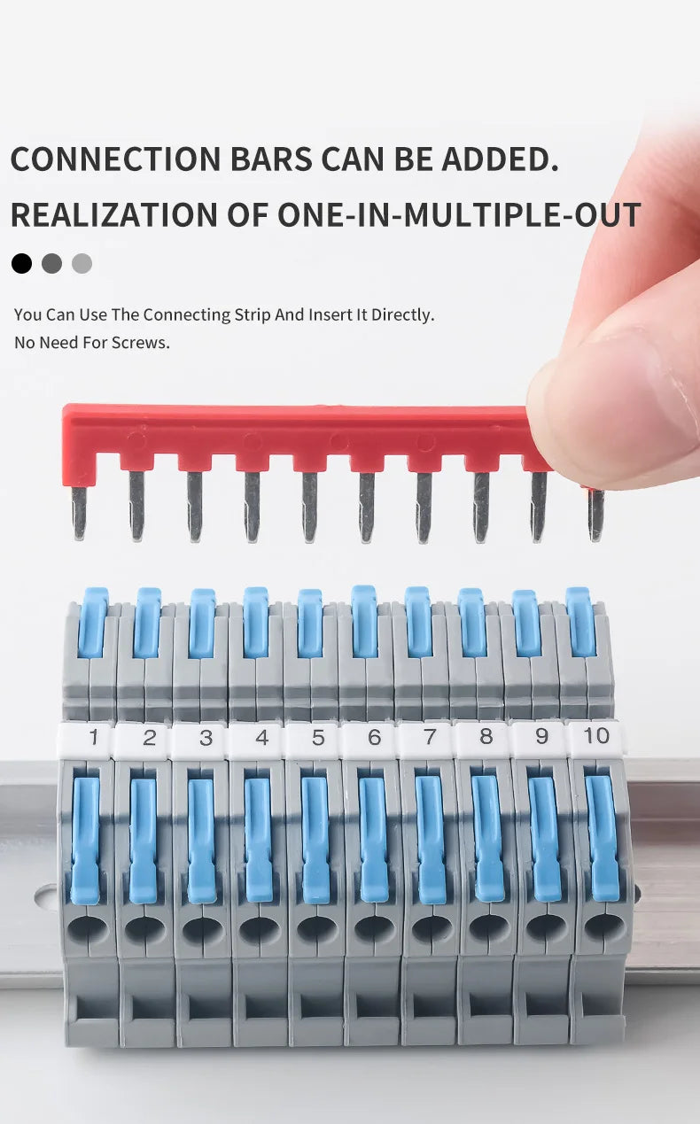 JINH CMK420 DIN Rail Lever Connector Kit Blue Quick Splicing Block with Number Strip for Panel