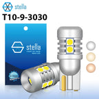 Stella 2pcs 9-46V T10 LED W5W 3000k Warm White 4300K Nature White 6000K Cold White High Bright Lamp Canbus Bulb 9SMD 3030 Chip