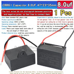 1pcs CBB61 Fan Starting Capacitor 450V 0.8/1/1.2/1.5/2/2.5/3/3.5/4/4.5/5/6/7/8/10/12/15/18/20UF Ceiling Fan Hood Motor Capacitor