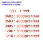 1 Reel/3000Pcs 0402 0603 0805 1206 SMD LED Red Yellow Green White Blue Orange Purple warm white ice blueLight Emitting Diode