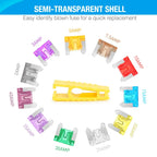 Nilight 140pcs Low Profile Mini Blade Fuse Assortment, 2A 3A 5A 7.5A 10A 15A 20A 25A 30A 35A 40A Mini Blade Fuses for Car Boat Truck SUV Automotive