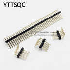 10pcs 1.27mm Single Double Row Right Angle Male Pin Header 5 6 7 8 9 10 25 40 50P RA Pin Header 0.05" PCB Breakaway Golden-Plate