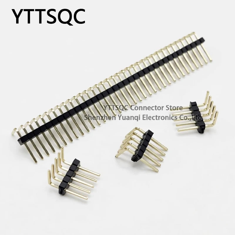 10pcs 1.27mm Single Double Row Right Angle Male Pin Header 5 6 7 8 9 10 25 40 50P RA Pin Header 0.05" PCB Breakaway Golden-Plate