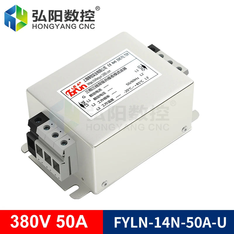 EMI Power Filter Fyln-12N-30A-U Universal 3-Phase Filter 30A 380V AC Power Electromagnetic Inverter Servo Filter