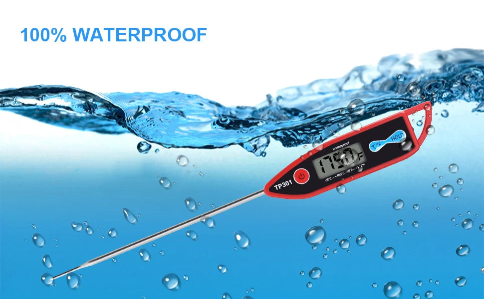 Digital Water Thermometer for Liquid, Candle, Instant Read with Waterproof for Food, Meat, Milk, Long Probe