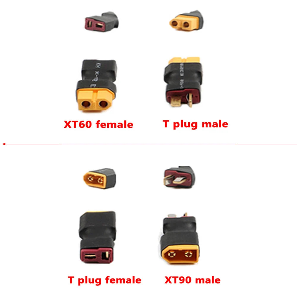 XT60 XT90 Plug Male / Female To T Plug Female / Male Connector Conversion Adapter No Wire for RC Airplane Quadcopter Parts
