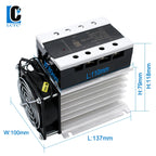LCTC Three Phase Solid State Relay SSR With Heat Sink 40A 3-Three DC to AC AC To AC 3-32VDC Control For Switch On-Off