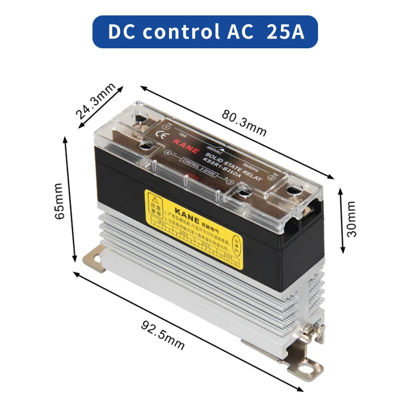 Slim DIN Rail Mount Single Phase Solid State Relay SSR Relay Module with Heatsink 10A 25A 40A