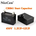 1PCS CBB61 Air Conditioner External Fan Start Capacitor 1.2/1.5/2/2.5/3/3.5/4/4.5/5/6/7/8/10/12UF 450V Air Conditioner Insert ca