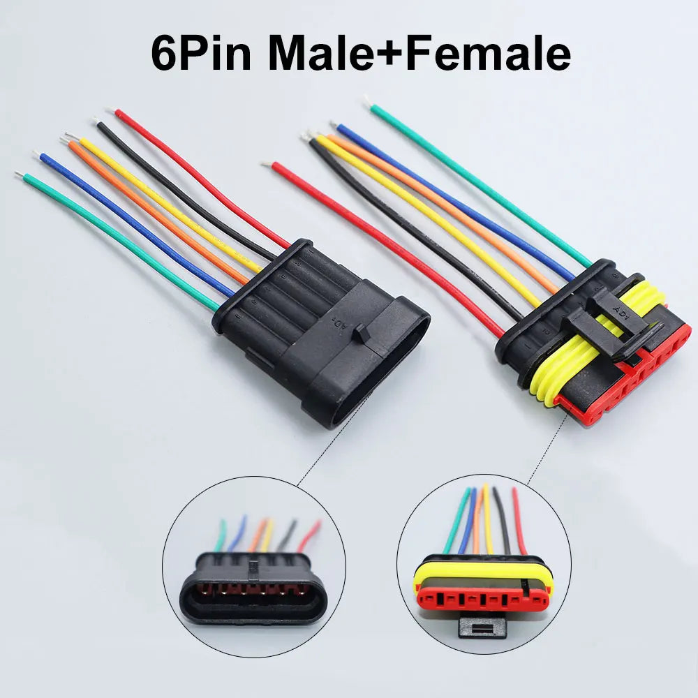 YanXi AMP 1/2/3/4/5/6 Pin Way Waterproof Electrical Auto Connector Male Female Plug with Wire Cable Harness For Car Motorcycle