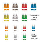 140PCS Car Blade Fuse Kit, Standard & Mini Auto Blade Fuses Assortment, ATC/ATO Automotive Fuses 5A 7.5A 10A 15A 20A 25A 30AMP
