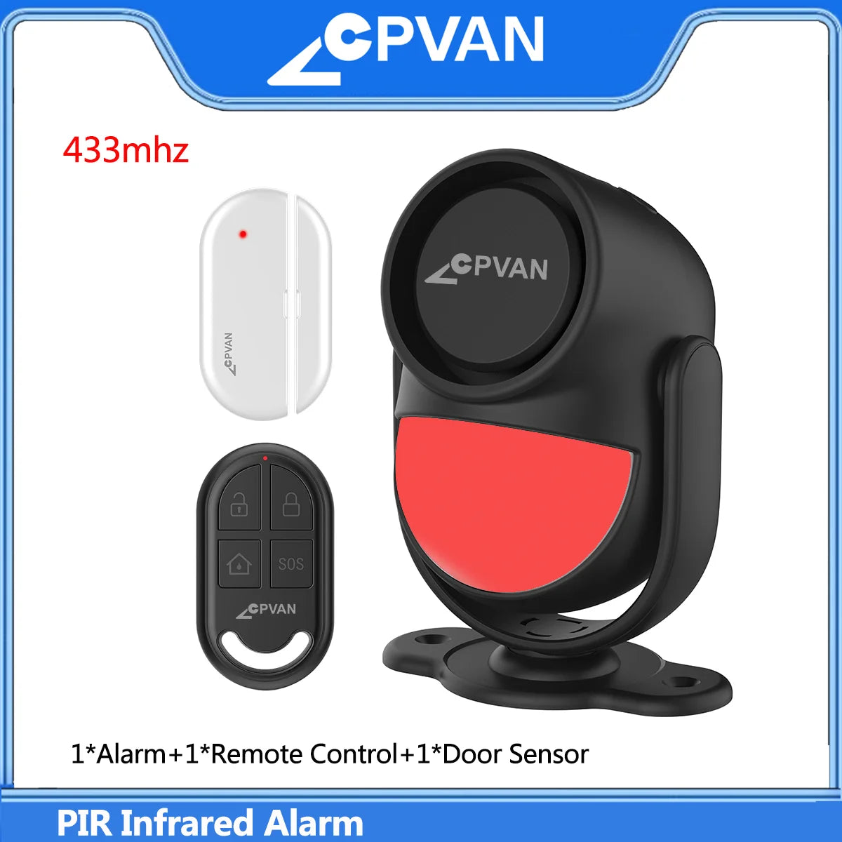 CPVAN PIR Infrared Motion Detector Alarm 120 high decibel Home burglar Alarm Motion Sensor with remote control and Door Sensor