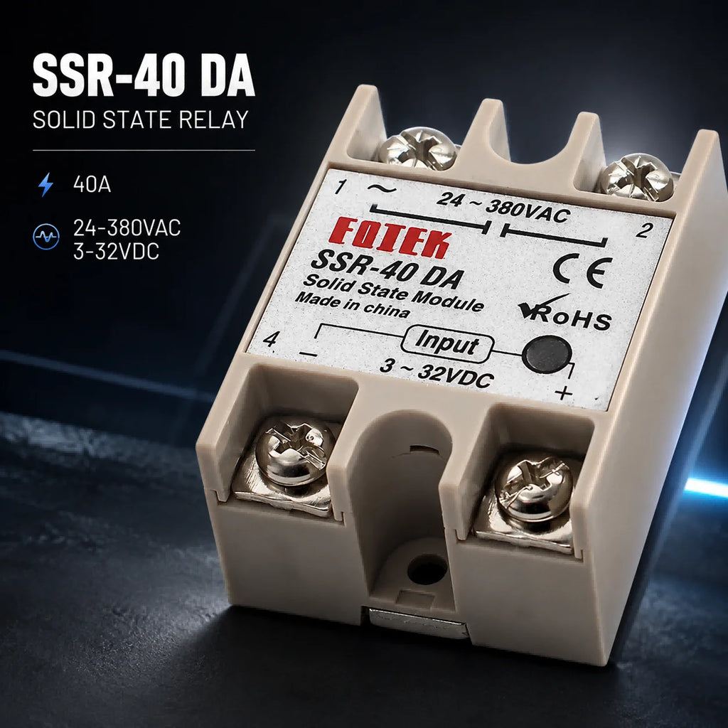 Solid State Relay SSR DA Single Phase 10A 25A 40A 60A 80A 100A 3-32VDC Input 24-380VAC Output for PID Temperature Control