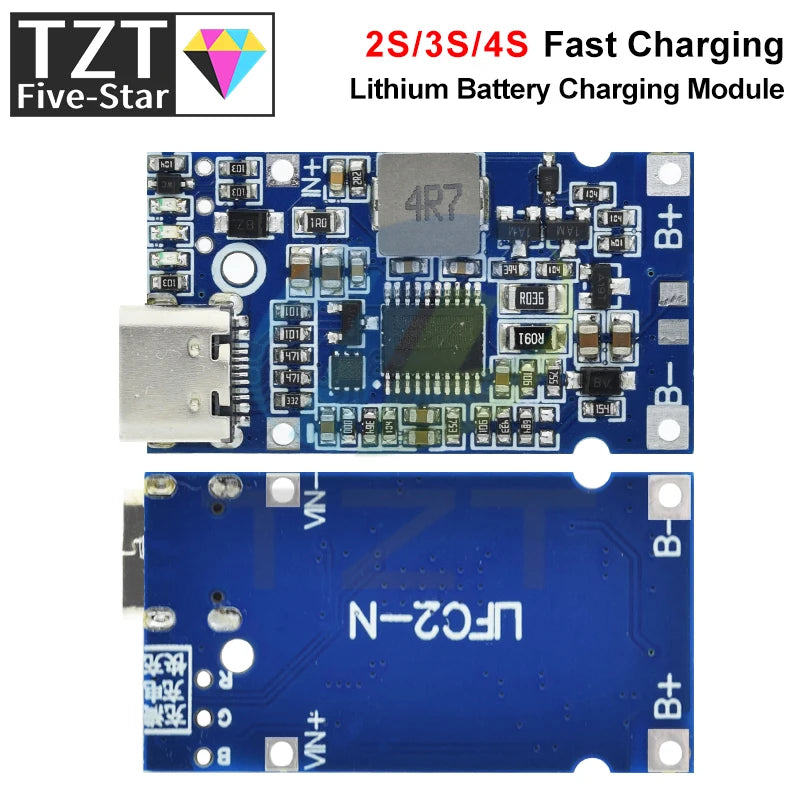 Type-C USB 2S 3S 4S BMS 4.5V-15V 18W 2A Lithium Battery Charging Module Support QC Fast Charge With Temperature Protection