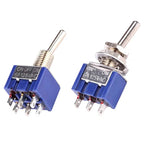 5Pcs Miniature Lever Toggle Switch Single Pole Double Throw ON-OFF-ON /ON-ON 120VAC 6A 1/4 Inch Mounting MTS-102 103 202
