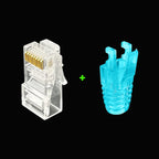 COMNEN 1-100pcs RJ45 Cat6/6a Pass Through Connectors Strain Relief Boots EZ to Crimp Modular Plug Connector Cable Plug Covers