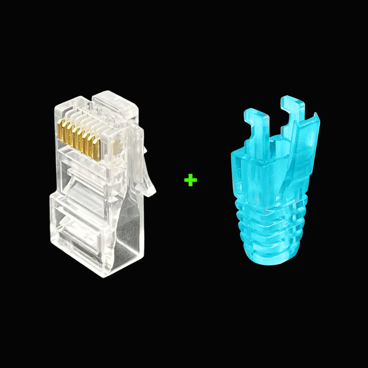 COMNEN 1-100pcs RJ45 Cat6/6a Pass Through Connectors Strain Relief Boots EZ to Crimp Modular Plug Connector Cable Plug Covers