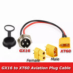 GX16 3Pin to XT60 Male/Female Aviation Plug Charging Connector for ZERO8X/10X/11X Electric Scooter Socket Plug Power Output Line