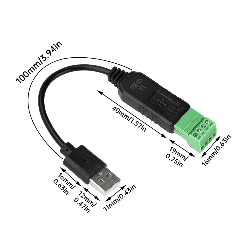 USB to RS485 Serial Converter Communication Module CH340 PLC Serial Port IO Module RS-485 Connector For Windows MacOS Linux