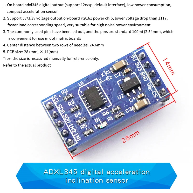 1PCS ADXL345 ADXL335 Digital Acceleration Inclination Angle Sensor Module Induction Sending Data For Arduino