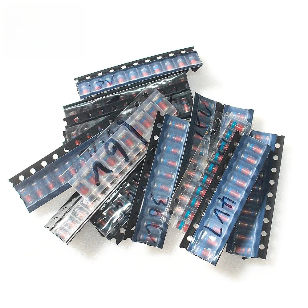 130PCS LL41 SMD Zener Diode Kit 1W Voltage Regulator Diodes 3.3V 4.7V 5.1V 6.8V 7.5V 10V 12V 15V 16V 18V 20V 24V 36V Diodes Pack