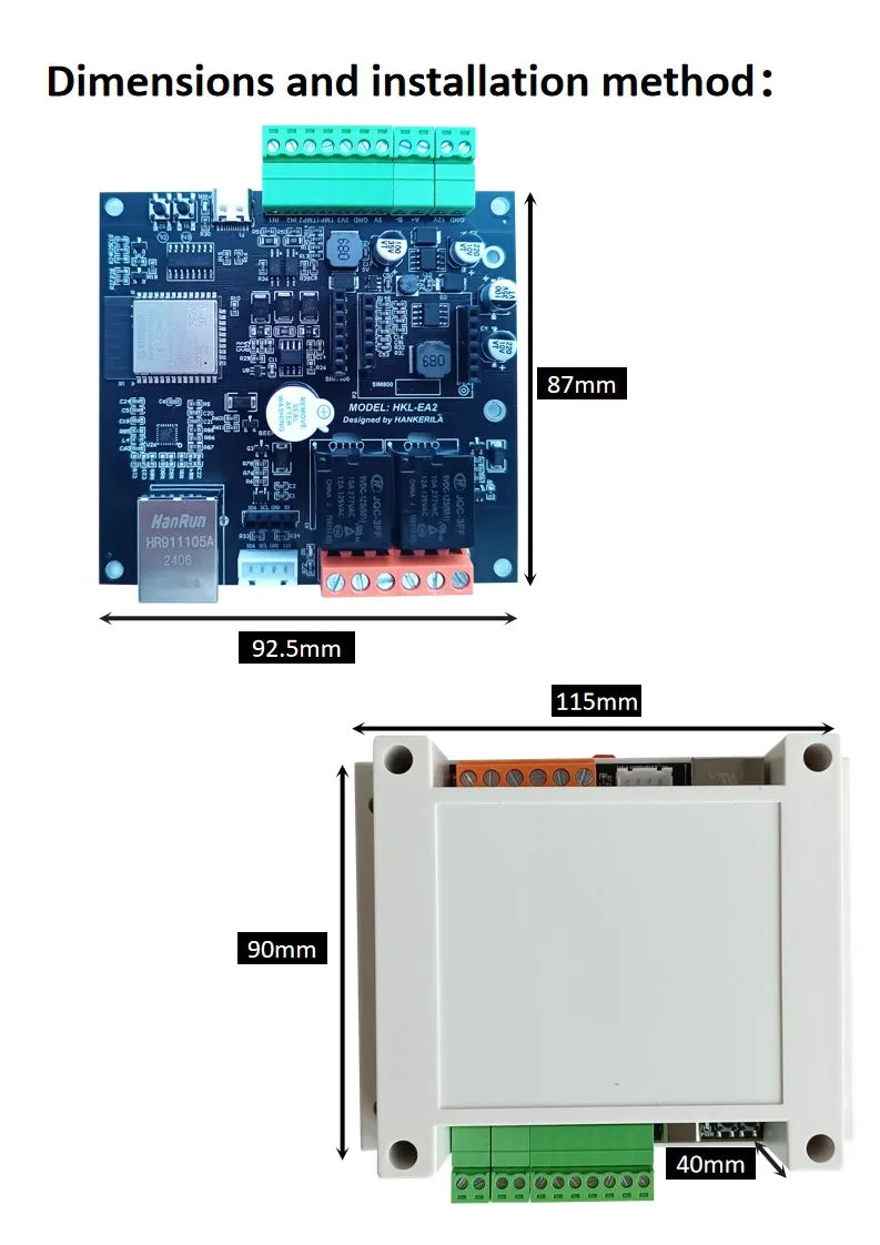 HKL-EA2 Bulk Wholesale Pricing SIM7600 4G Module RS485 DS18B20 Detection Beeping Alarm 2 NPN Input 2 Relay Output IIC Expansion