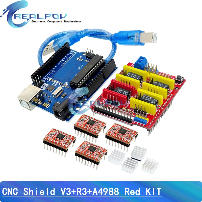 CNC Shield V3 engraving machine 3D Printer+ 4pcs A4988 / DRV8825 driver expansion board for Arduino For UNO- R3 + 30cm USB cable