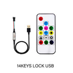WS2811 WS2812B WS2813 WS2815 LED Pixels Strip Light Controller 3/4PIN USB/DC RF 14/17/21Keys LED Tape Remote Controller DC5-24V