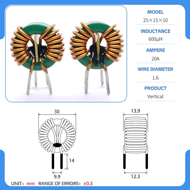 25x15x10 Toroidal Common Mode Inductor Toroidal Choke MnZn Ferrite Power Supply DC Filter Inductor