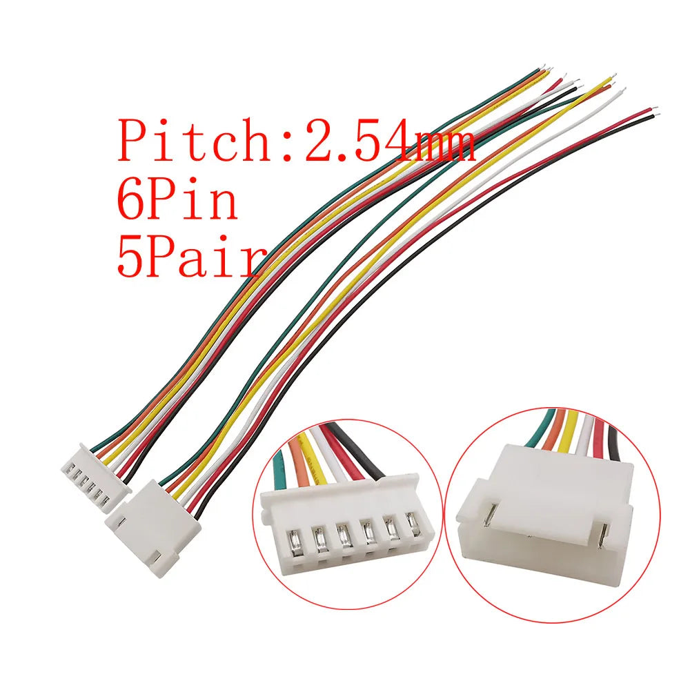 10Pcs Micro JST XH 2.54mm Pitch 2/3/4/5/6 Pin Male Plug / XH2.54 Female Socket Extension Lead Wire Cable Connector 20CM 26AWG