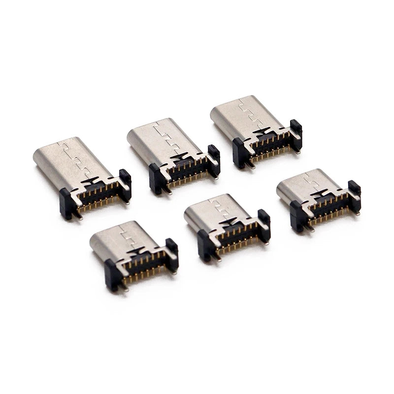 5pcs Type C 16 Pin Female Socket Connector Vertical SMT 180° PBC Plug-in Board USB Type-C 16P Plug Power Socket Connector