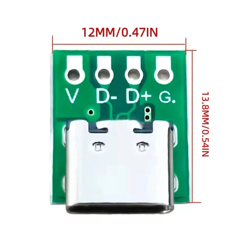 USB 3.1 Type-C 16-Pin Test Breakout Board Full Pinout Adapter Socket for Diagnosis & Data Cable Prototyping